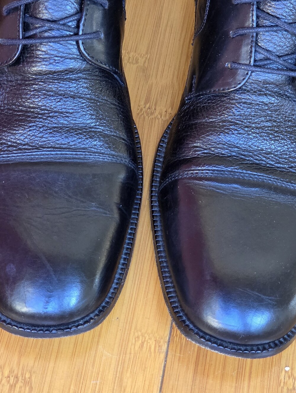 PRONTO Uomo Firenze Italian Leather Dress Shoes Derby Cap Toe Men's 11 Black - Picture 4 of 14